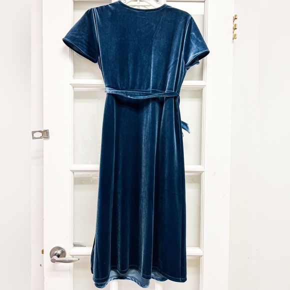 Maternity Velvet Faux-Wrap Dress - Picture 5 of 5